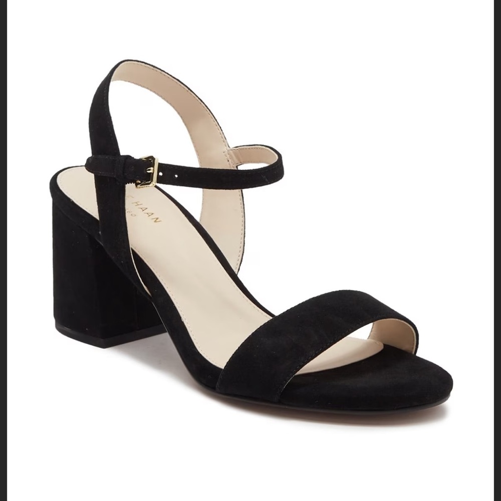 Cole Haan New Josie Block Heel Sandal in Black Suede